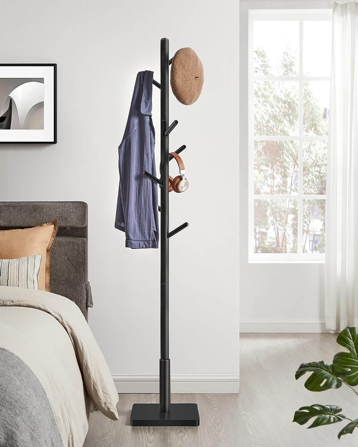 Vasagle Επιδαπέδια Ξύλινη Κρεμάστρα με 8 Γάντζους - Ink Black - RCR010B01V2