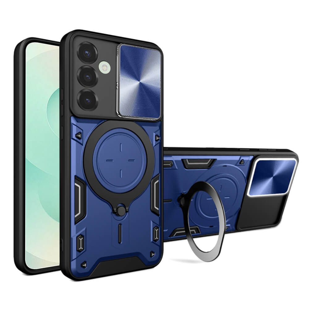 Techsuit Samsung Galaxy S25 Plus - CamGuard Pro - Σκληρή Θήκη με Προστασία Καμερών και Δαχτυλίδι Συγκράτησης - Blue