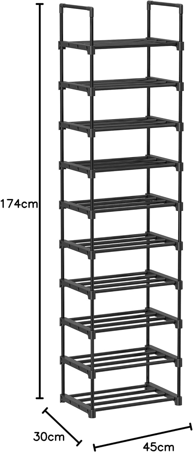 Songmics Μεταλλική Παπουτσοθήκη με 10 Ράφια - Black - LSA25BKV1