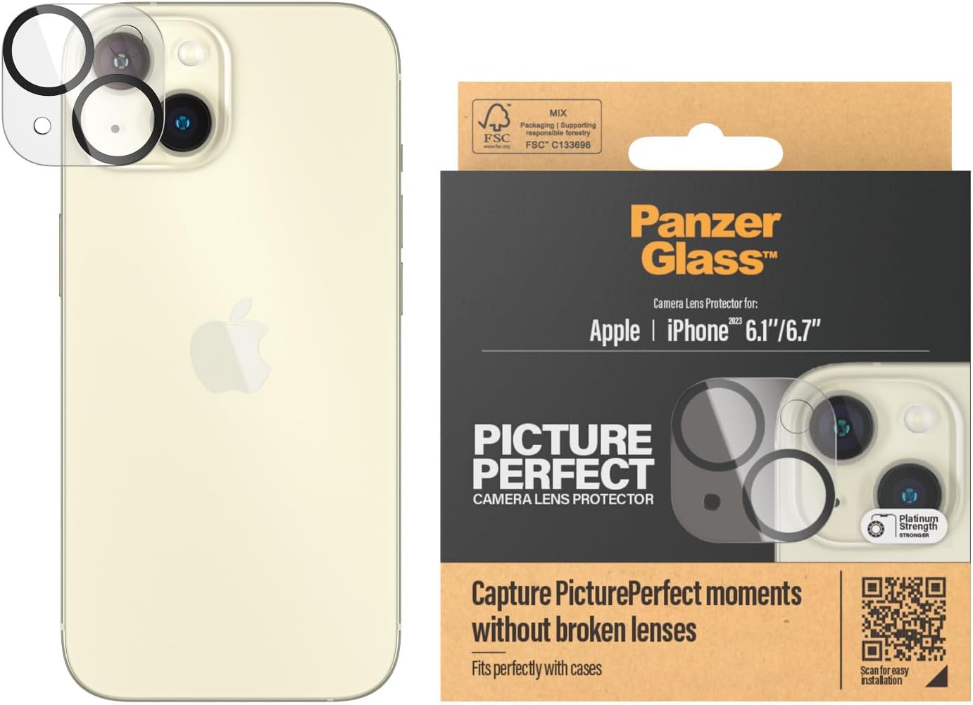 PanzerGlass iPhone 15 / iPhone 15 Plus Picture Perfect Αντιχαρακτικό Γυαλί για την Κάμερα - Διάφανο