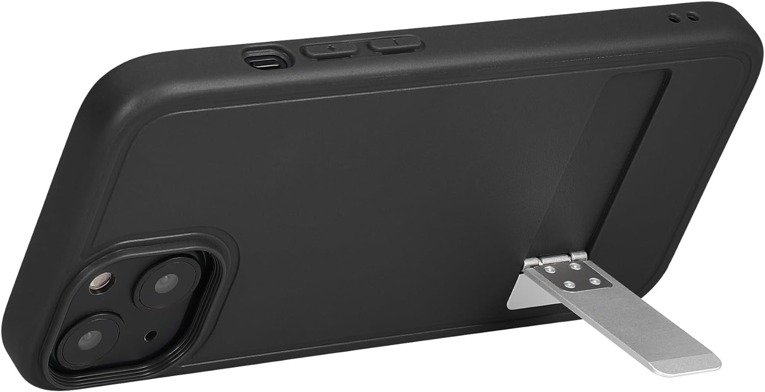 KW iPhone 15 Σκληρή Θήκη με Πλαίσιο Σιλικόνης και Stand - Black - 62041.01