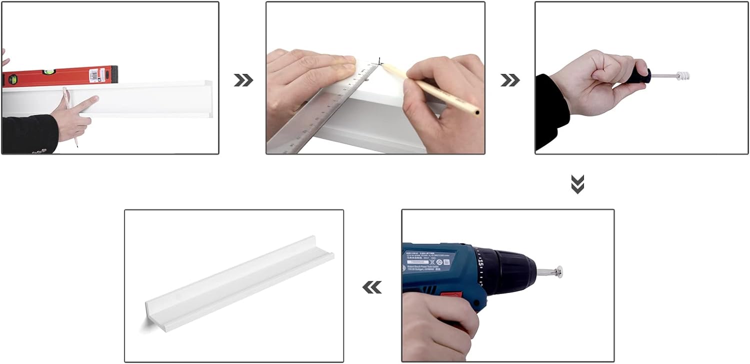 Songmics Σετ 2 Ράφια Τοίχου - 60 x 10 cm - White - LWS60WTV2