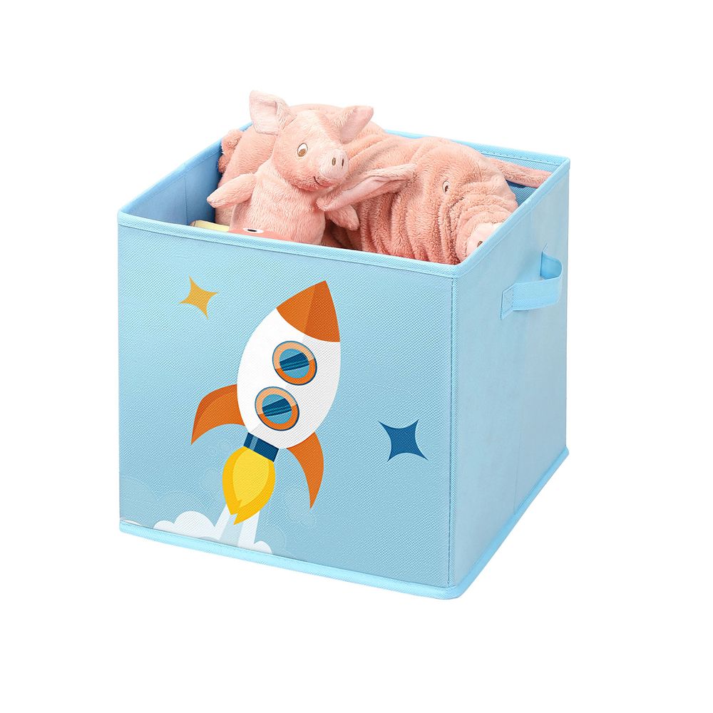 Songmics Σετ με 3 Παιδικά Κουτιά Αποθήκευσης Παιχνιδιών με Χερούλια - Space Theme - Blue - RFB001B03