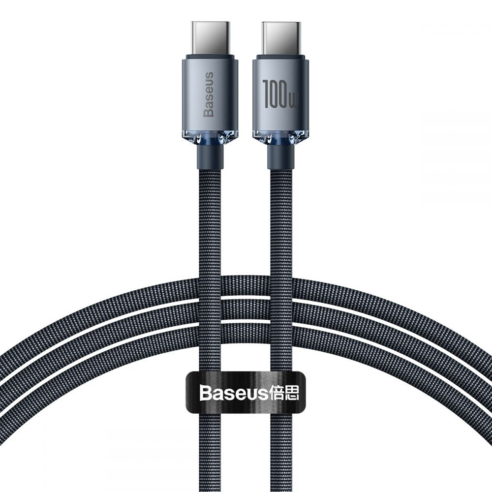 Baseus Crystal Shine Cable Type - C to Type - C PD 100W 3A - Καλώδιο Δεδομένων και Γρήγορης Φόρτισης Type - C to Type - C 1.2M - Black - CAJY000601