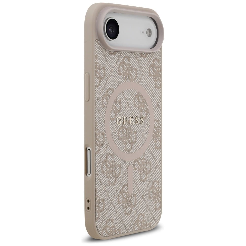 Guess iPhone Air - 4G Ring Classic Logo MagSafe - Σκληρή Θήκη με Πλαίσιο Σιλικόνης και Επένδυση Συνθετικού Δέρματος - Pink - GUHMP17MG4GFRP