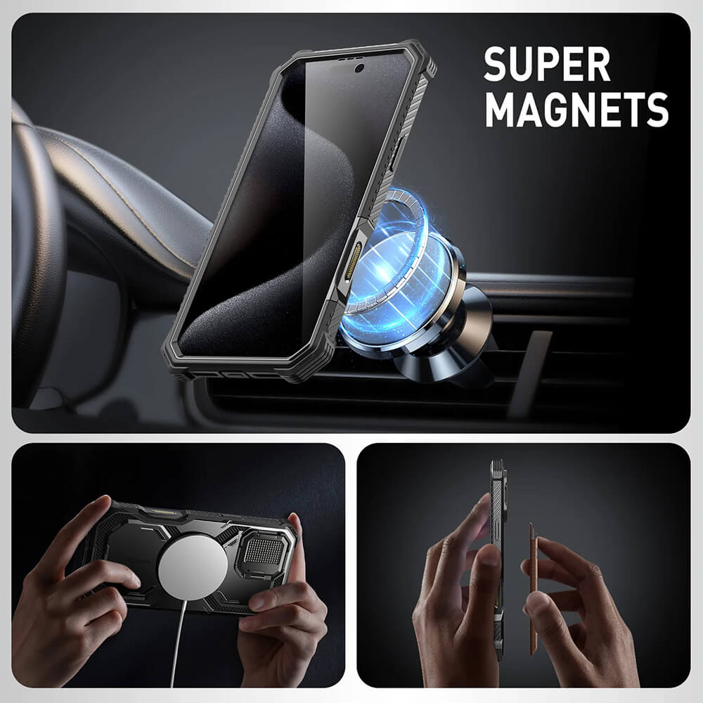 Supcase iPhone 16 Pro Armorbox MagSafe Σκληρή Θήκη με Προστασία Οθόνης και Κάλυμμα Κάμερας / Stand - Green