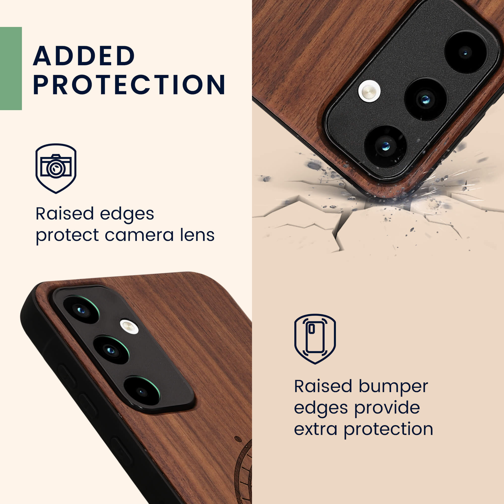 KW Samsung Galaxy A55 5G Θήκη από Φυσικό Ξύλο - Design Navigational Compass - Dark Brown