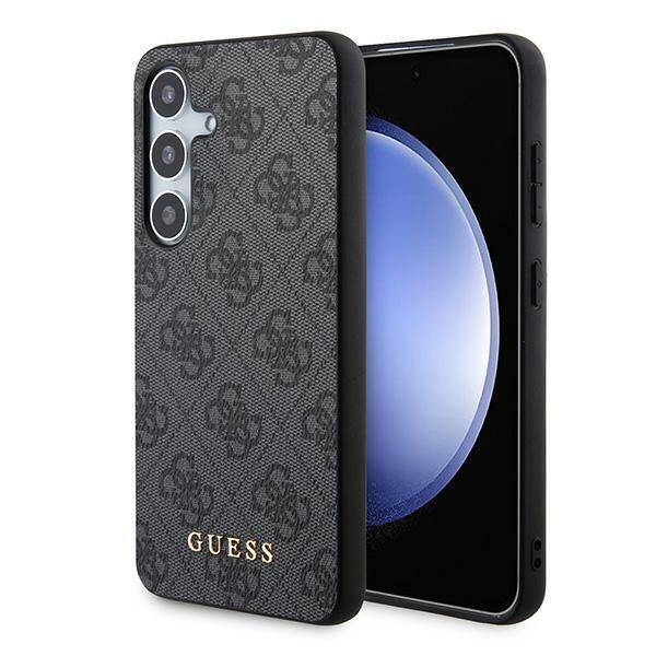 Guess Samsung Galaxy A35 5G - 4G Metal Gold Logo - Σκληρή Θήκη με Επένδυση Συνθετικού Δέρματος - Black - GUOHCSA35G4GFGR