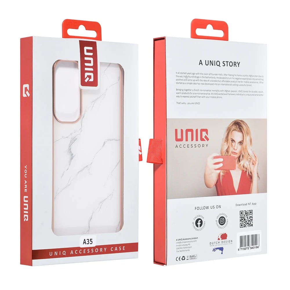 Tuniq Samsung Galaxy A35 5G - Σκληρή Θήκη με Πλαίσιο Σιλικόνης - Σχέδιο Μάρμαρο - Λευκή