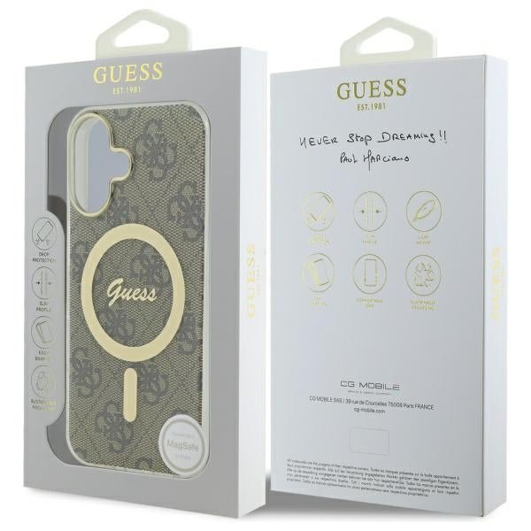 Guess iPhone 16 Plus - IML 4G MagSafe - Σκληρή Θήκη με Πλαίσιο Σιλικόνης - Brown - GUHMP16MH4STW