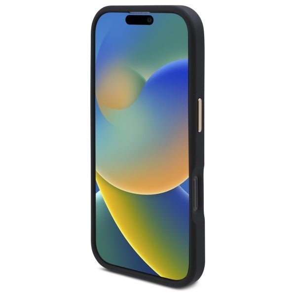 Guess iPhone 16 Pro Max 4G Logo Plate MagSafe Θήκη με Επένδυση Συνθετικού Δέρματος και MagSafe - Black - GUHMP16XU4GPRK