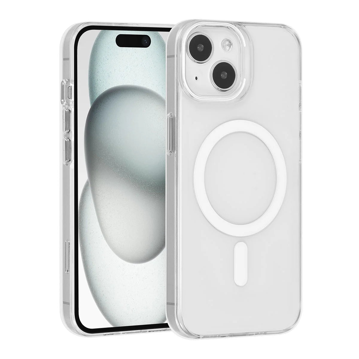 Tuniq iPhone 15 - MagSafe Σκληρή Θήκη με Πλαίσιο Σιλικόνης - Διάφανη / Λευκή