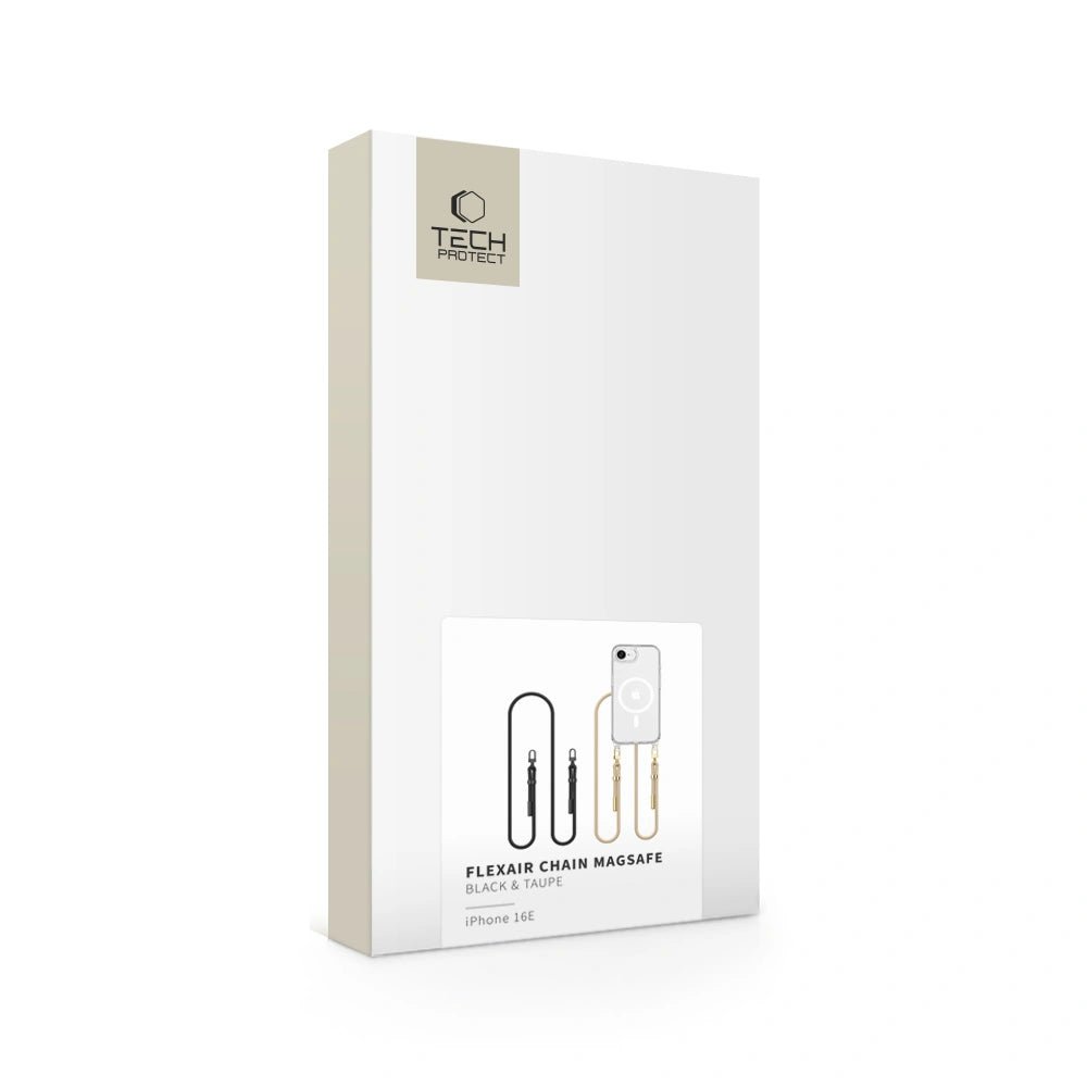 Tech - Protect iPhone 16e Flexair Chain MagSafe Σκληρή Θήκη με Πλαίσιο Σιλικόνης και 2 Λουράκια - Διάφανη - Black / Taupe