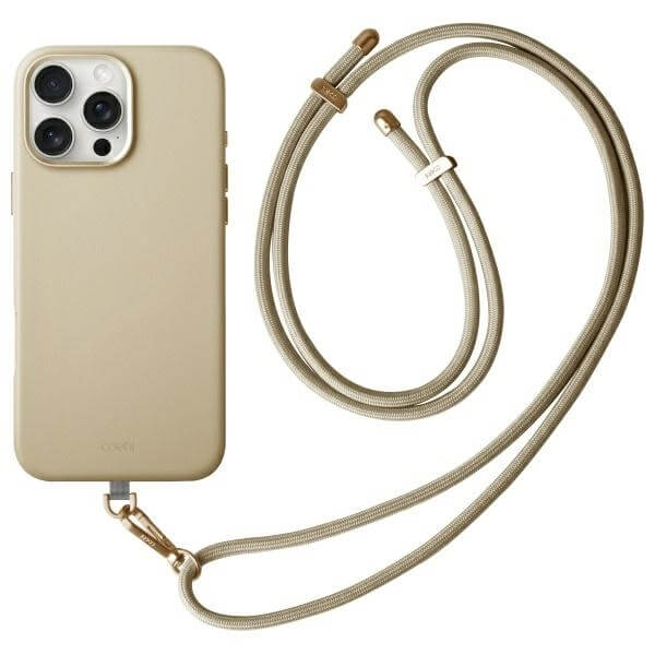 Uniq iPhone 16 Pro - Coehl Muse - Σκληρή Θήκη με Επένδυση Συνθετικού Δέρματος και Λουράκι - Cream