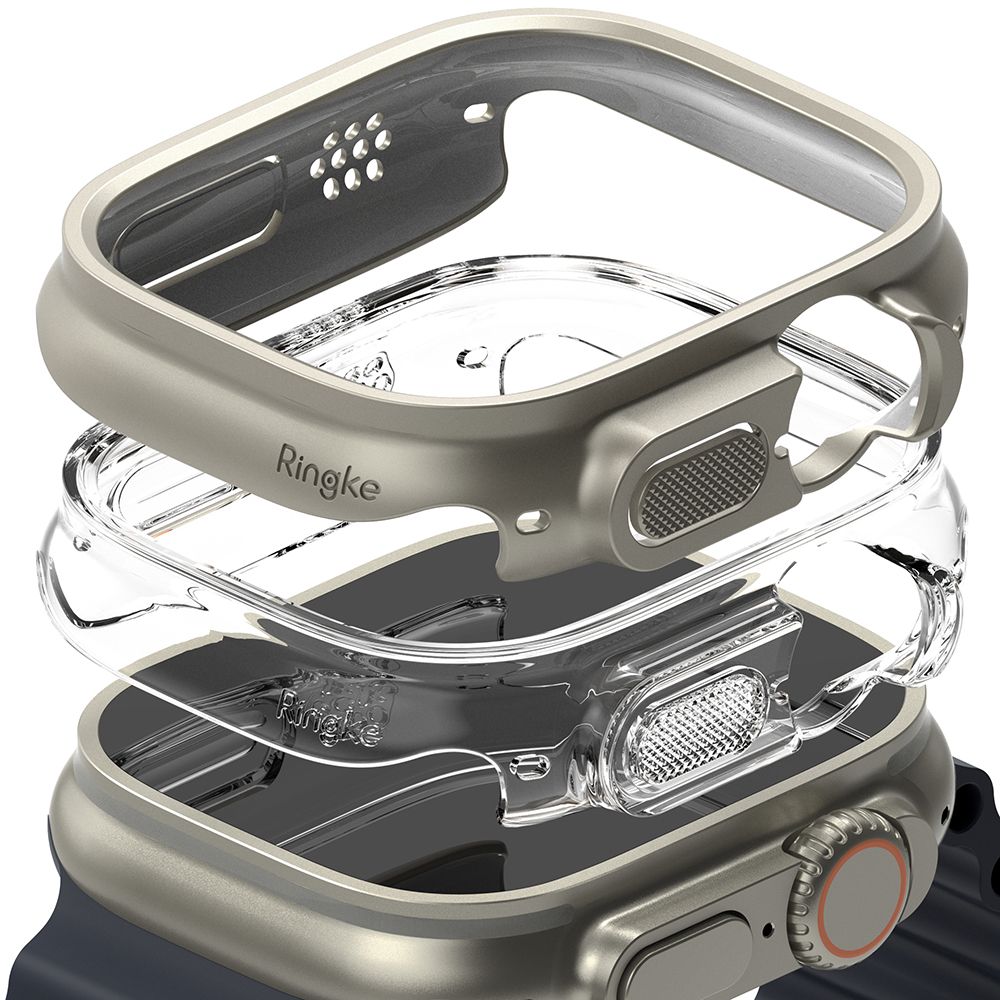 Ringke Θήκη Apple Watch Ultra (1/2/3) - 49mm Slim - 2 Τεμάχια - Διάφανο - Titanium Grey