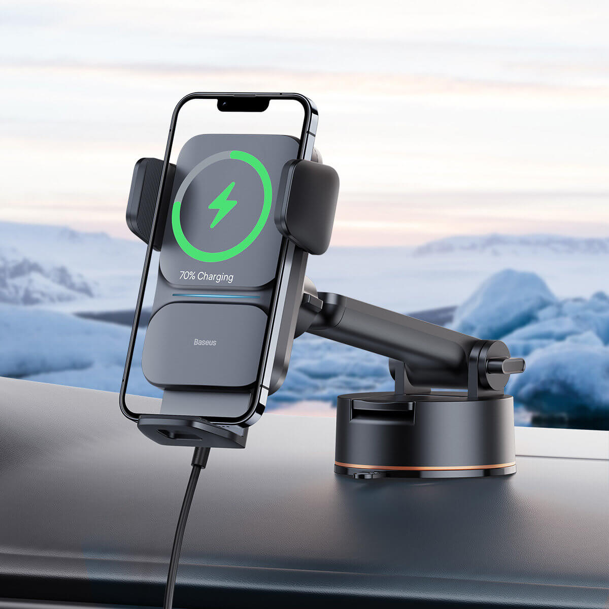 Baseus Wisdom induction Βάση Αυτοκινήτου με Ασύρματη Φόρτιση Qi Charge - Black - CGZX000101