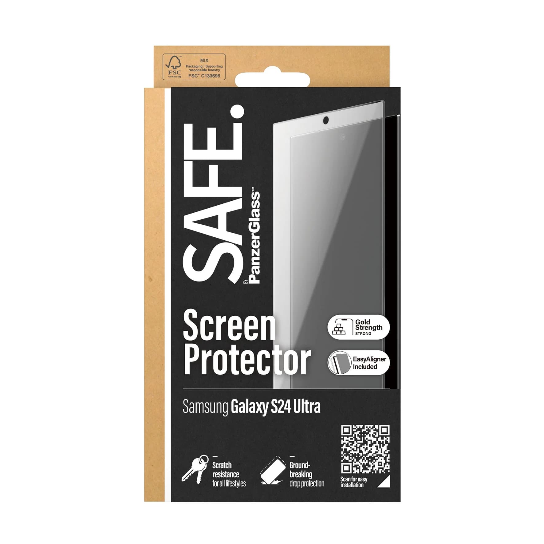 Safe by PanzerGlass Samsung Galaxy S24 Ultra - Ultra - Wide Fit W. EasyAligner Case Friendly Full Screen Αντιχαρακτικό Γυαλί Οθόνης - Black - SAFE95668
