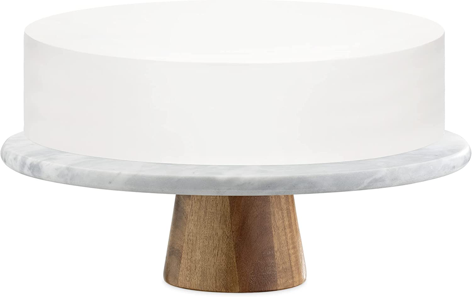 Navaris Περιστρεφόμενη Τουρτιέρα από Mάρμαρο και Βάση από Ακακία - Natural / White - 57830.01