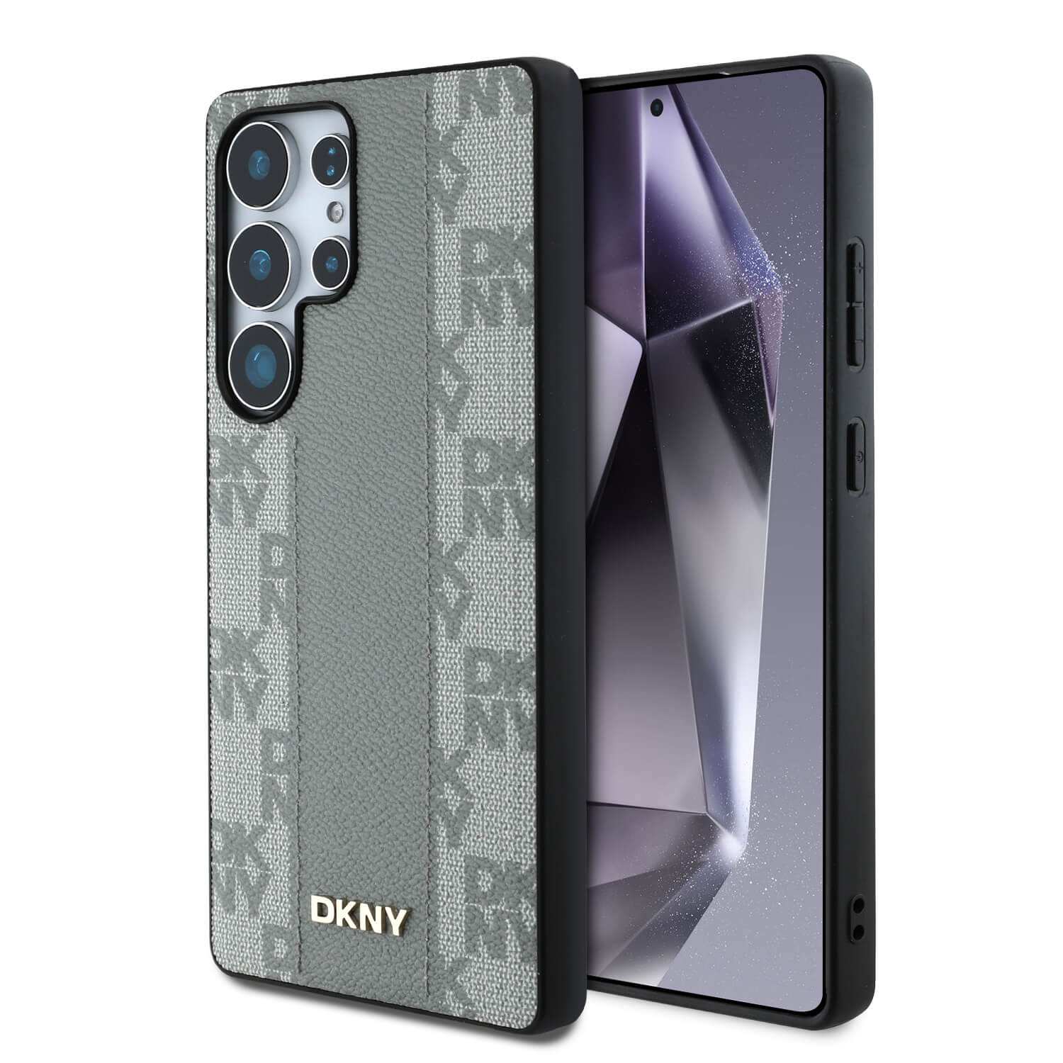 DKNY Samsung Galaxy S25 Ultra - Leather Checkered Pattern MagSafe Σκληρή Θήκη με Επένδυση Συνθετικού Δέρματος - Taupe