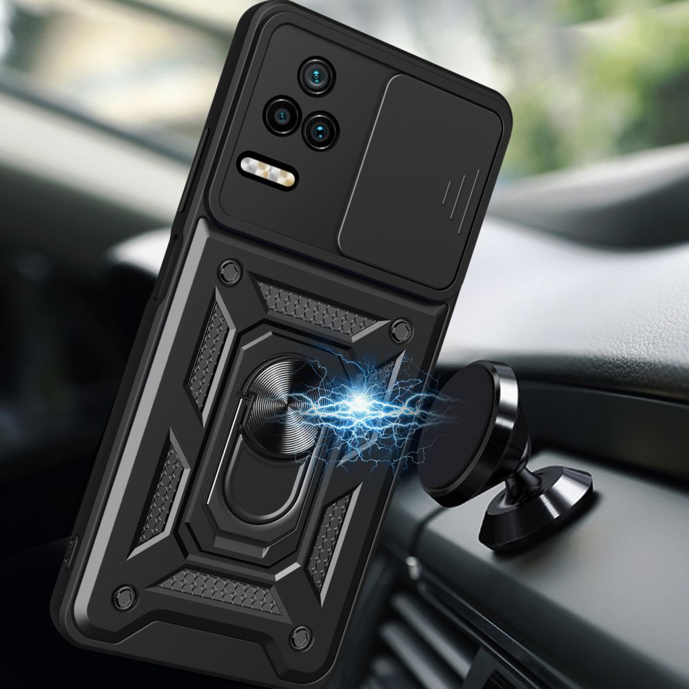 Tech - Protect Xiaomi Poco F4 5G Camshield Pro Σκληρή Θήκη με Πλαίσιο Σιλικόνης και Δαχτυλίδι Συγκράτησης - Black