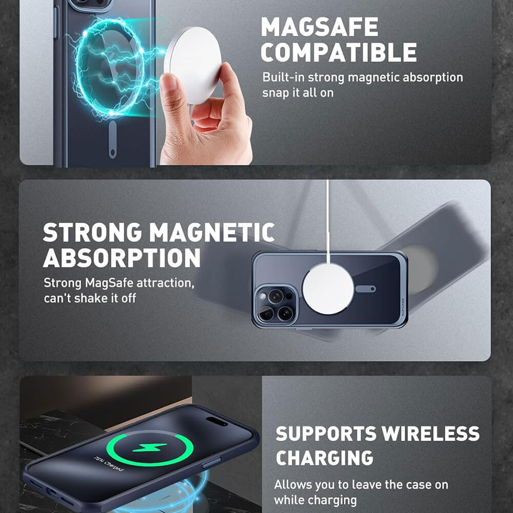 Supcase iPhone 15 Pro - Unicorn Beetle Slim Clear MagSafe Σκληρή Θήκη - Navy