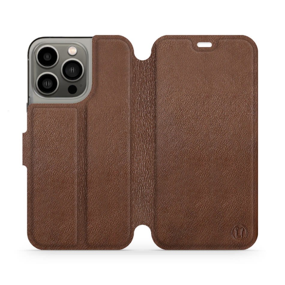 Mobiwear iPhone 13 Pro Θήκη Βιβλίο Slim Flip από Γνήσιο Δέρμα - Καφέ - L_BRS