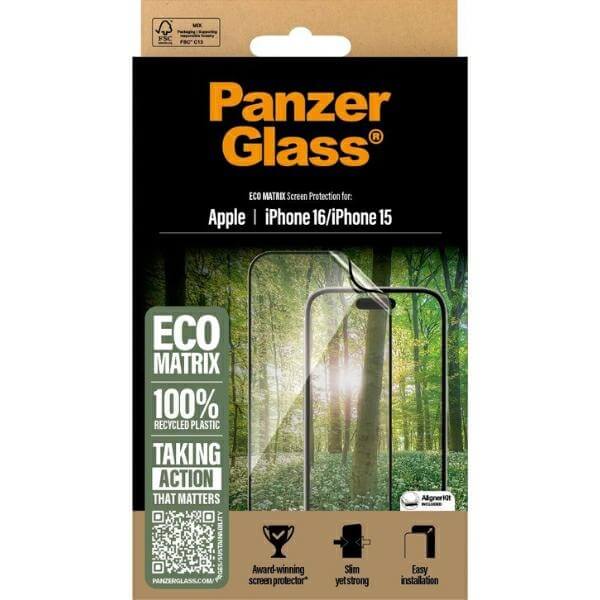 PanzerGlass iPhone 16 Eco Matrix Ultra - Wide Fit Προστατευτική Mεμβράνη Οθόνης - Διάφανη / Black