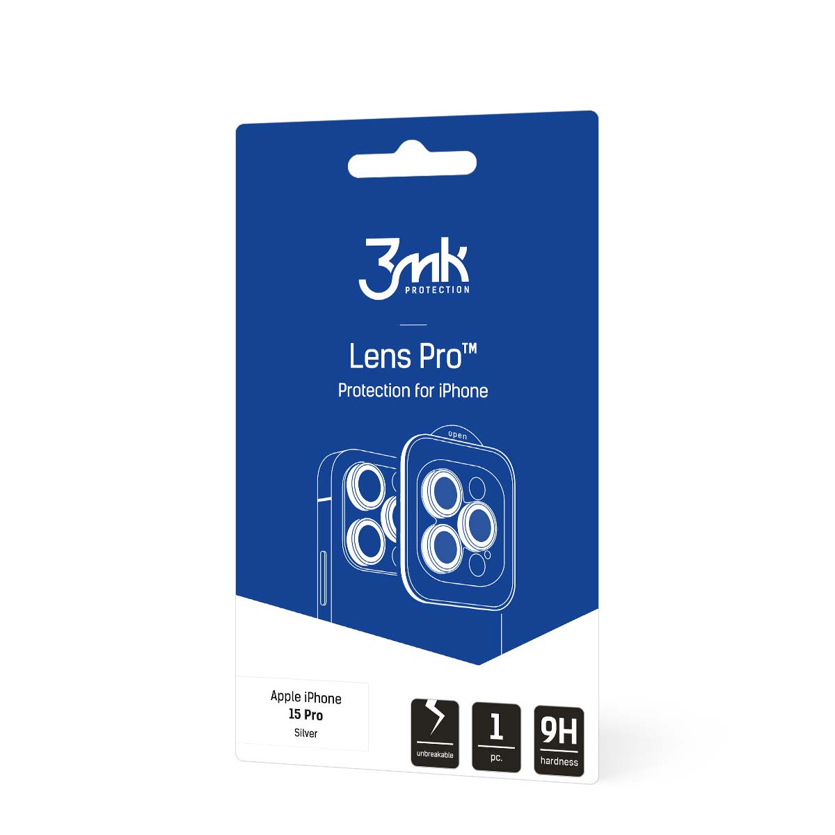 3MK iPhone 15 Pro Lens Protection Pro 9H Αντιχαρακτικό Γυαλί για την Κάμερα - Silver