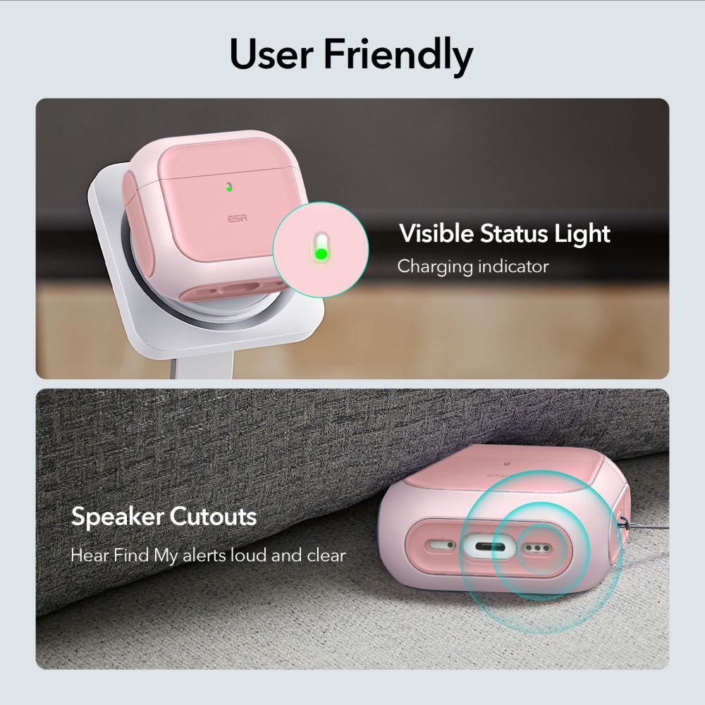 ESR AirPods 4 Θήκη από Σκληρό Πλαστικό και Σιλικόνη με MagSafe - Orbit Halolock - Pink
