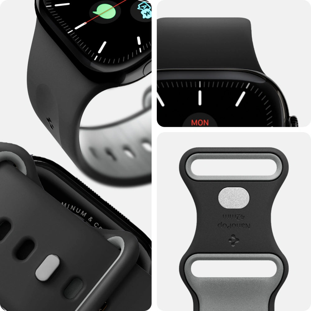 Spigen Λουράκι Apple Watch 8/9/10/11 - SE (1/2/3) - 40/41/42mm Nano Pop Σιλικόνης - Black Sesame