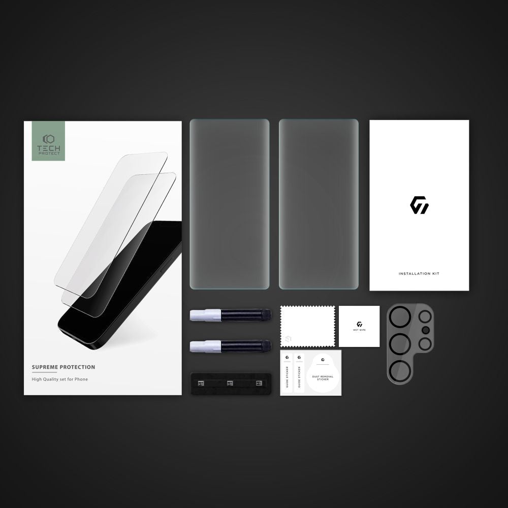 Tech - Protect Samsung Galaxy S23 Ultra Supreme Set - Σετ με 2 Tempered Glass Αντιχαρακτικά Γυαλιά Οθόνης και 1 Αντιχαρακτικό Γυαλί για την Κάμερα - Διάφανα