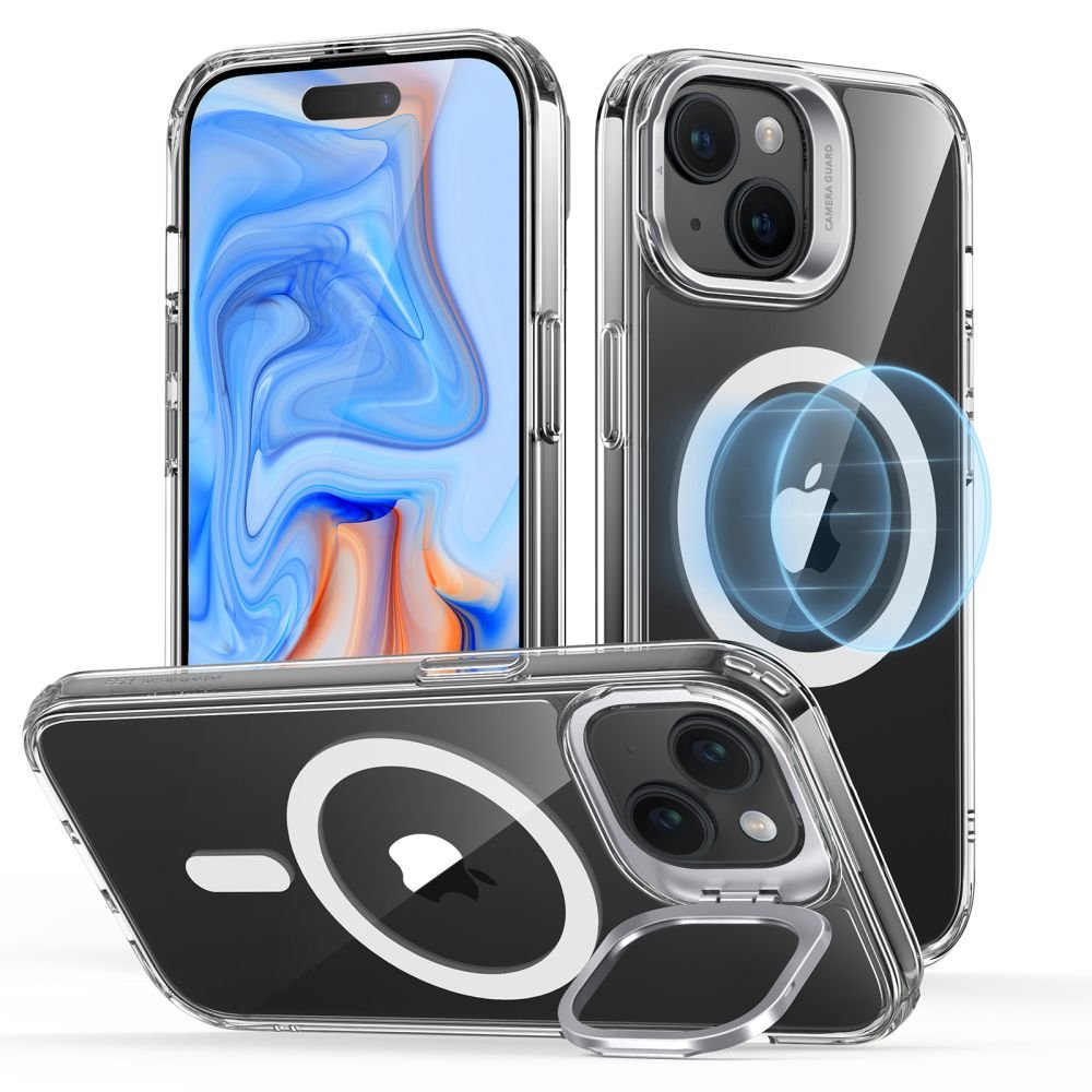 ESR iPhone 15 Classic Kickstand Halolock MagSafe Σκληρή Θήκη με Πλαίσιο Σιλικόνης και Stand - Διάφανη