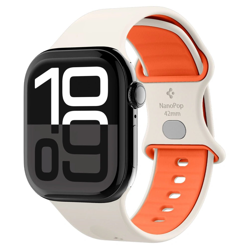 Spigen Λουράκι Apple Watch 8/9/10/11 - SE (1/2/3) - 40/41/42mm Nano Pop Σιλικόνης - Orange / Beige