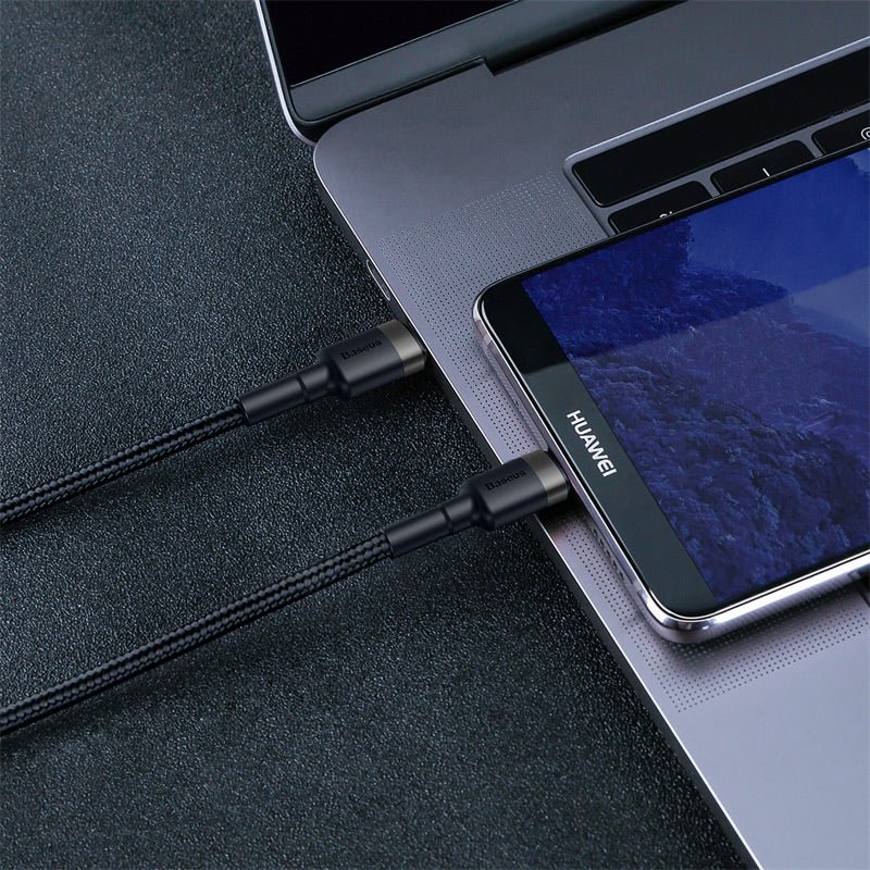 Baseus Cafule Cable Type - C 3A PD 2.0 Flash Charging - Καλώδιο Γρήγορης Φόρτισης Type - C to Type - C 2M - Black / Grey - CATKLF - HG1