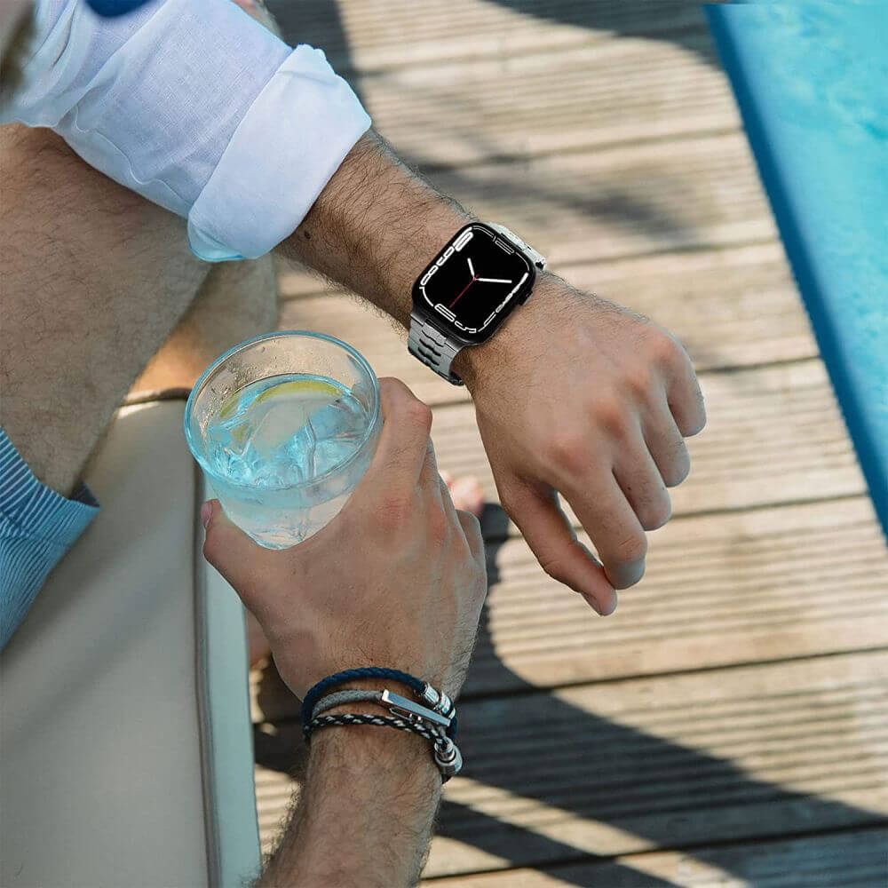 Techsuit Λουράκι Apple Watch 4/5/6/7/8/9/10/11 - SE (1/2/3) - Ultra (1/2/3) - 42/44/45/49mm Watchband από Ανοξείδωτο Ατσάλι W063 - Black