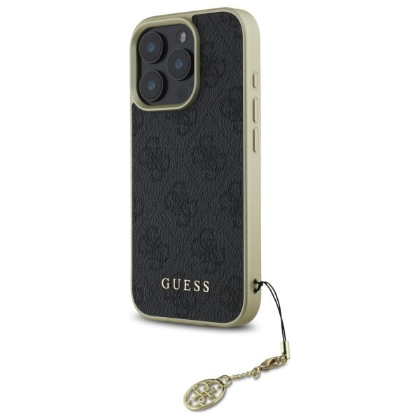 Guess iPhone 16 Pro Max - 4G Charms Collection - Θήκη με Επένδυση Συνθετικού Δέρματος - Black - GUHCP16XGF4GGR