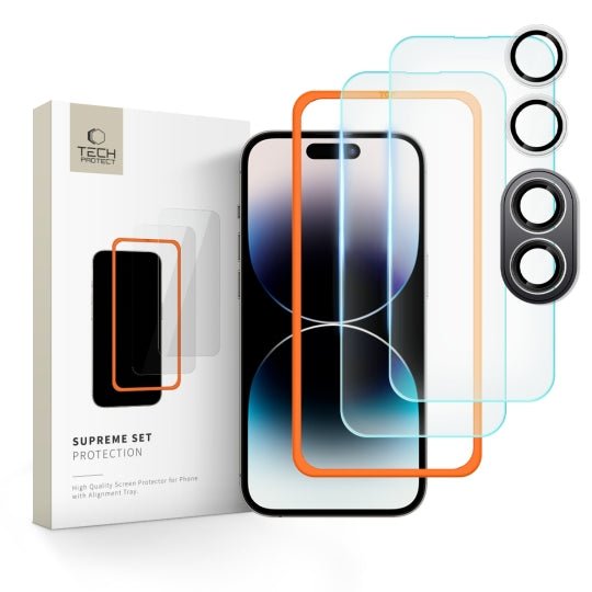 Tech - Protect iPhone 16 Supreme Set - Σετ με 2 Tempered Glass Αντιχαρακτικά Γυαλιά Οθόνης και 1 Αντιχαρακτικό Γυαλί για την Κάμερα - Διάφανα