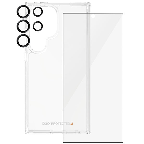 PanzerGlass Samsung Galaxy S24 Ultra - Σετ με 1 Αντιχαρακτικό Γυαλί Οθόνης Ultra - Wide Fit, 1 Αντιχαρακτικό Γυαλί για την Κάμερα και 1 Σκληρή Θήκη - Clear