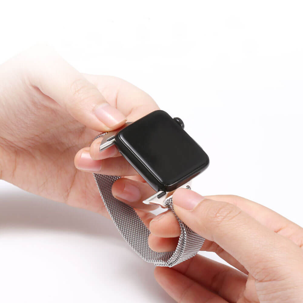 Techsuit Λουράκι Apple Watch 2/3/4/5/6/7/8/9/10/11 - SE (1/2/3) - 38/40/41/42mm Watchband W034 από Ανοξείδωτο Ατσάλι - Black