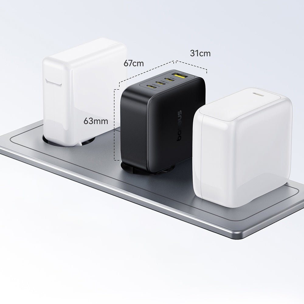 Baseus Οικιακός Φορτιστής Γρήγορης Φόρτισης 140W GaN με 3 Θύρες Type - C και 1 Θύρα USB - EnerFill FH11 - Cosmic Black