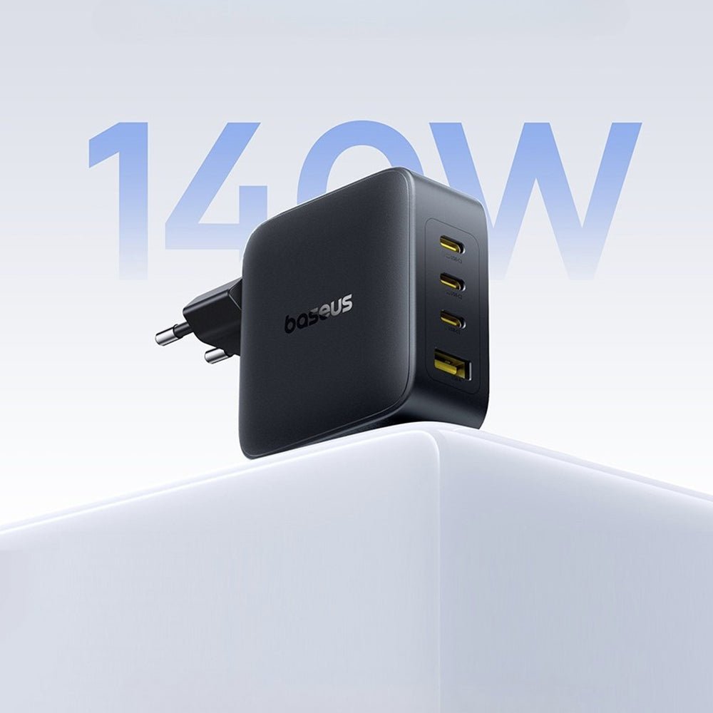 Baseus Οικιακός Φορτιστής Γρήγορης Φόρτισης 140W GaN με 3 Θύρες Type - C και 1 Θύρα USB - EnerFill FH11 - Cosmic Black