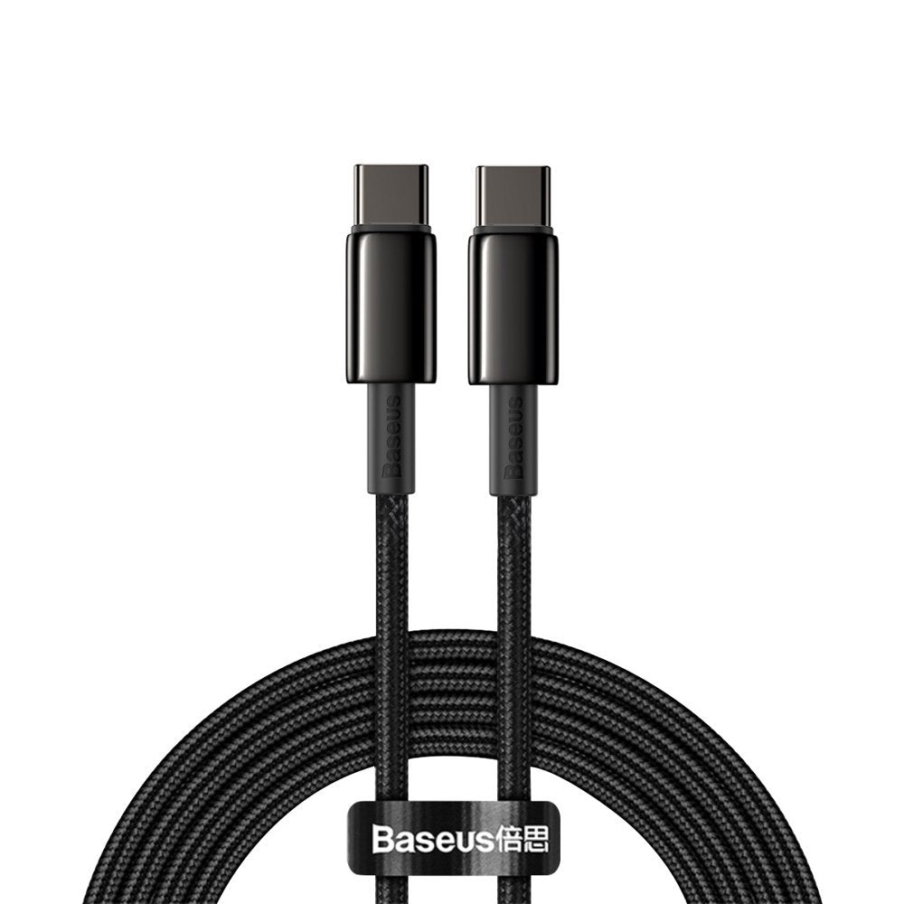 Baseus Tungsten Gold Series Cable Type - C 5A PD 100W - Καλώδιο Γρήγορης Φόρτισης Type - C to Type - C 2M - Black - CATWJ - A01