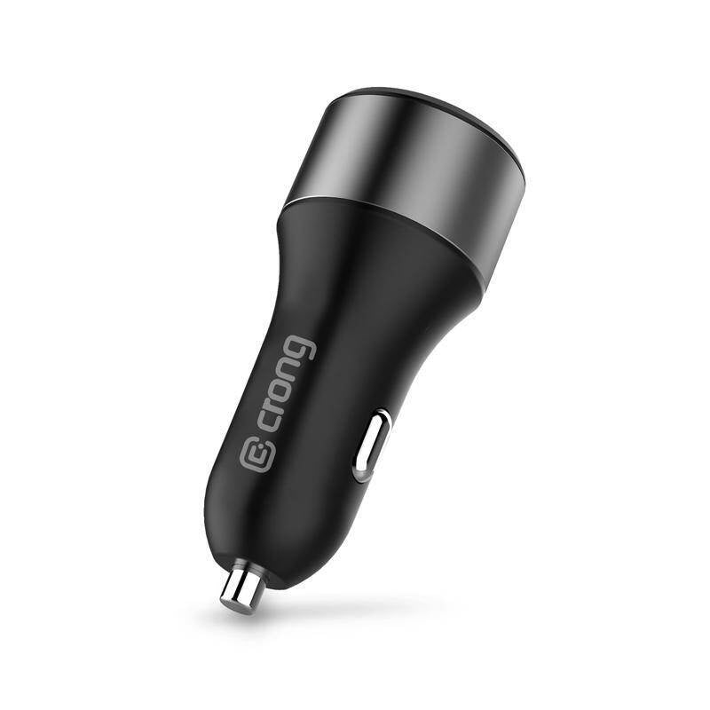 Crong Power 63W Φορτιστής Αυτοκινήτου Γρήγορης Φόρτισης με 1 Θύρα Type - C και 1 Θύρα USB - Black