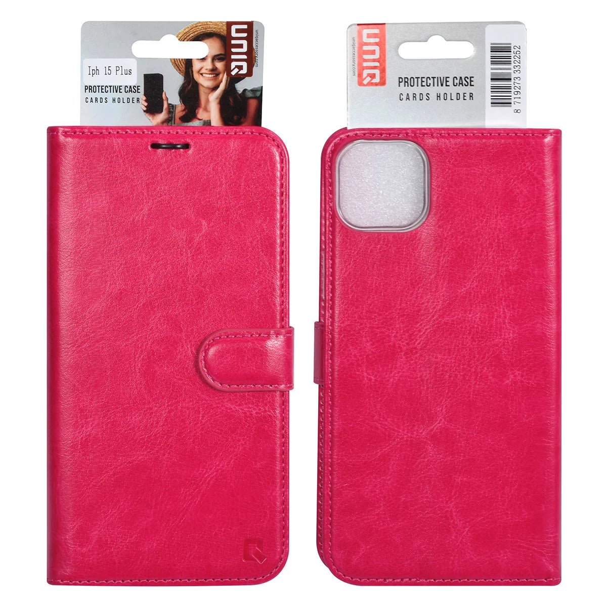 Tuniq iPhone 15 Plus / 14 Plus - Θήκη Πορτοφόλι Stand από Δερματίνη - Ροζ