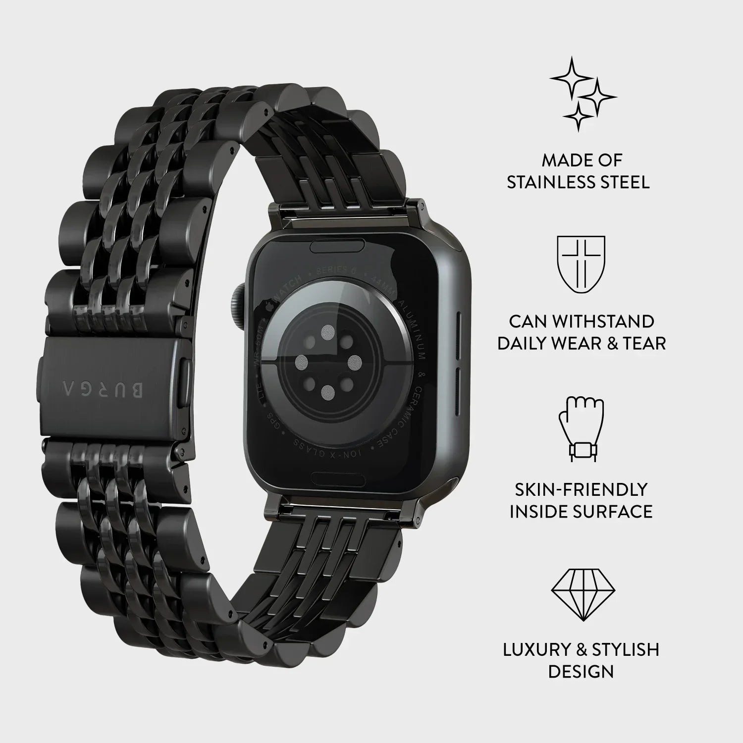 Burga Λουράκι Apple Watch 4/5/6/7/8/9/10/11 - SE (1/2/3) – 40/41/42mm - Chic Royal - Black