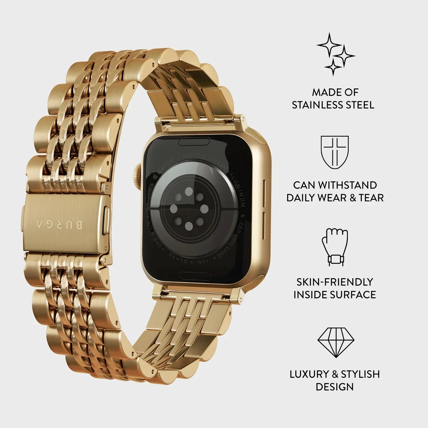 Burga Λουράκι Apple Watch 4/5/6/7/8/9/10/11 - SE (1/2/3) – 40/41/42mm - Chic Royal - Gold