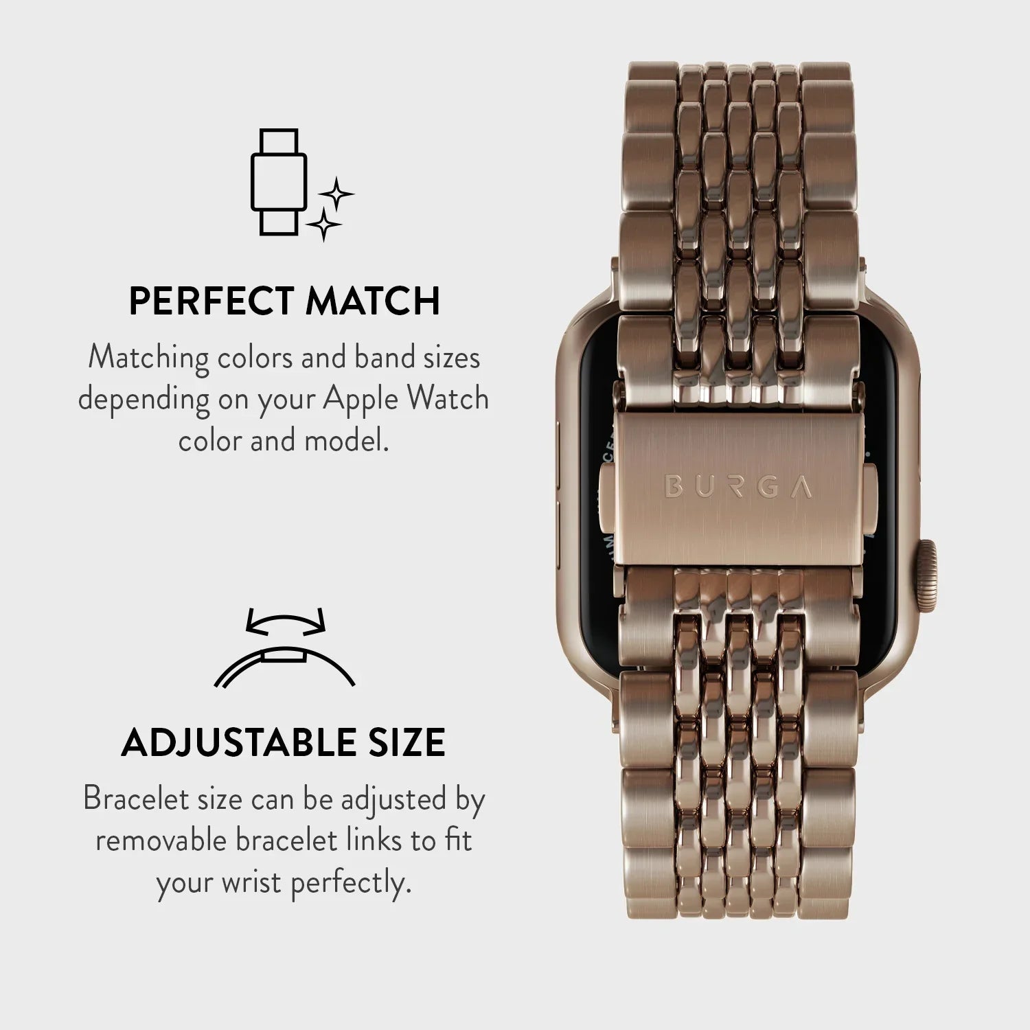 Burga Λουράκι Apple Watch 4/5/6/7/8/9/10/11 - SE (1/2/3) - Ultra (1/2/3) – 44/45/46/49mm - Chic Royal - Rose Gold