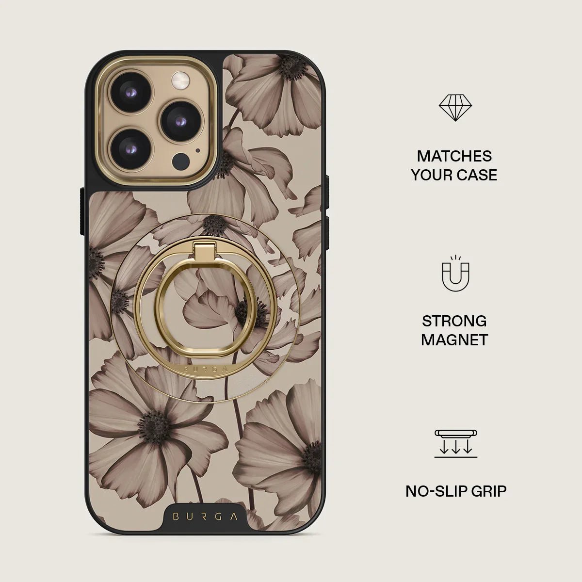 Burga Magnetic Ring Holder - Μαγνητικό Δαχτυλίδι Συγκράτησης Κινητού - Gold - Barely Yours