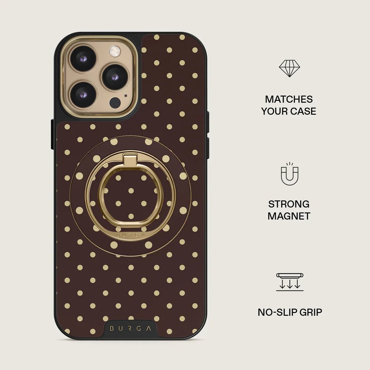 Burga Magnetic Ring Holder - Μαγνητικό Δαχτυλίδι Συγκράτησης Κινητού - Gold - Sorry Busy