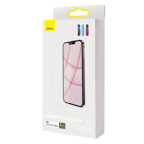 Baseus iPhone 13 Pro Max 0.3mm Anti - Blue Light Case Friendly Full Screen Αντιχαρακτικό Γυαλί Οθόνης - 2 Τεμάχια - Clear - SGBL020502